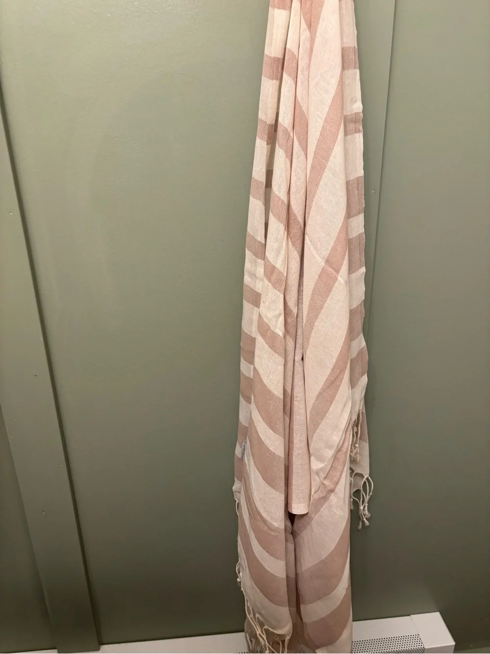 Striped Pink and White Turkish-Style Bath Towel - Soft Cotton